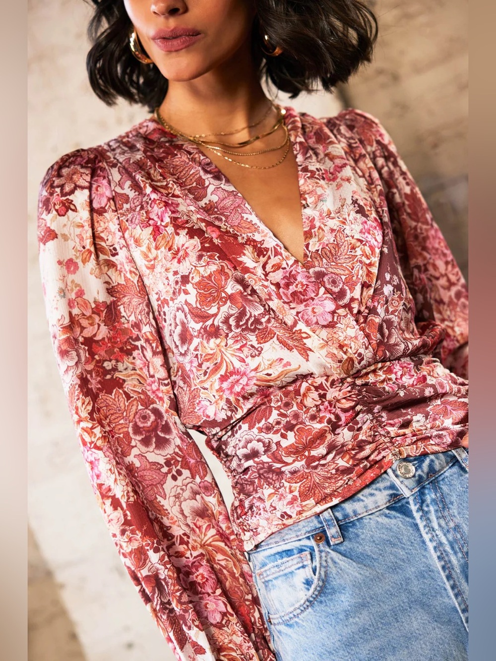 HEARTLOOM  WILSON FLORAL BALLOON SLEEVE TOP